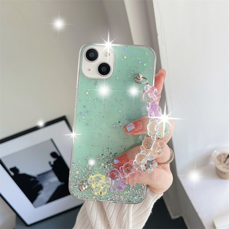 Ốp Điện Thoại Đính Kim Tuyến Có Dây Đeo Cho OPPO A76 A16 A15 A15S A95 A54 A53 A32 A33 2020 A74 5G F19 4G