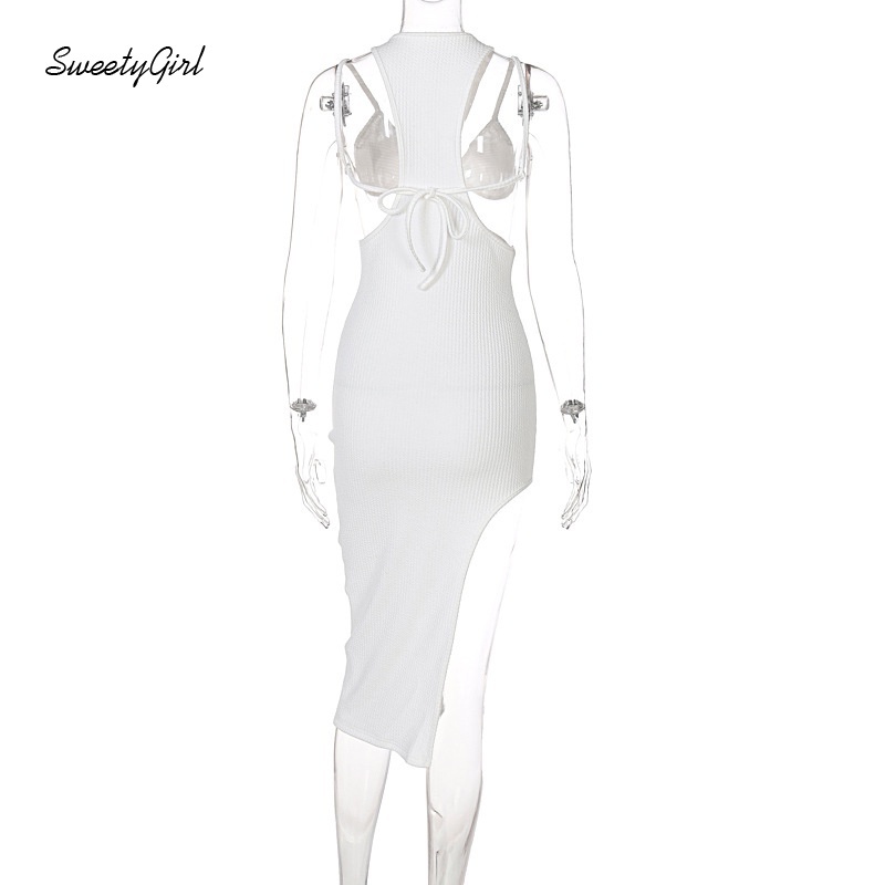 Đầm midi sát nách cổ tròn màu sắc ngọt ngào thời trang cho nữ