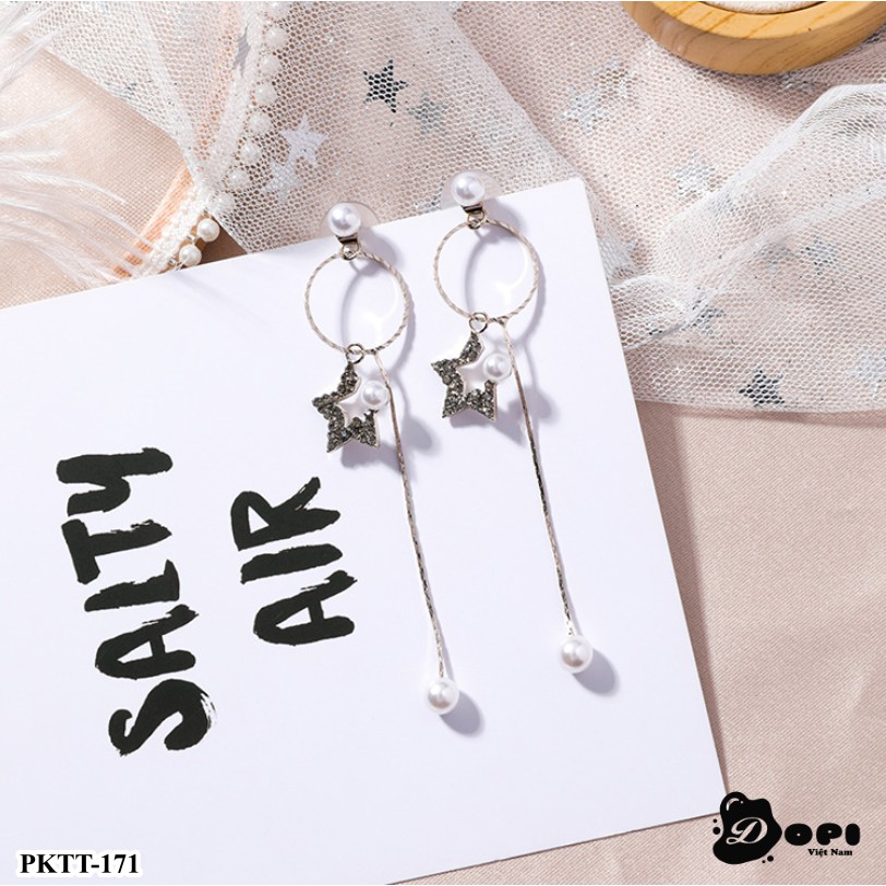 Bông tai tráng bạc form dài nữ tính