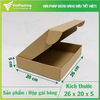 [HÀNG ĐỘC] Combo 25 hộp carton nắp gài 26x20x5 đựng quần áo siêu sang