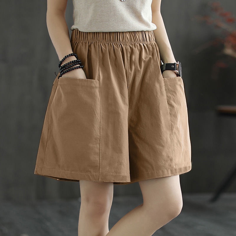Quần Short cotton Lưng Cao plus size Phong Cách Hàn Quốc Cho Nữ VHR4