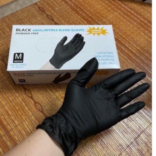 Găng Tay Đen Không Bột 100 Chiếc - Dùng nặn mụn - Cho SPA Thẩm Mỹ Viện