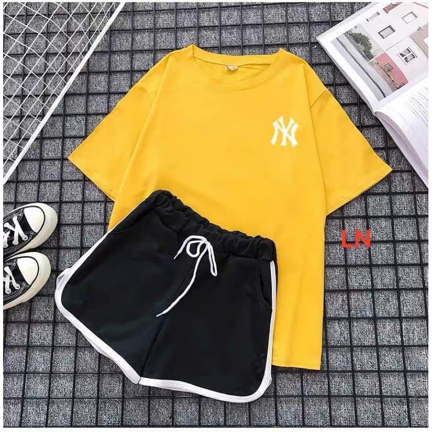 Set áo phông NY và quần đùi viền