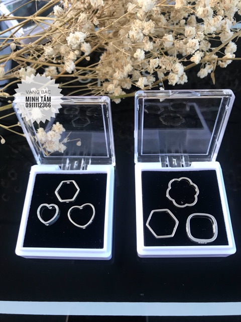 1 Charm bạc khung xuyên qua hạt đá