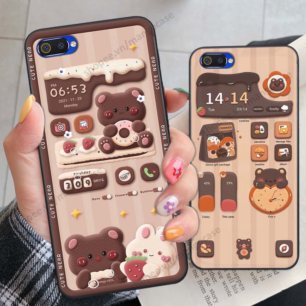 Ốp lưng Realme C1 / C2 hình gấu, thỏ, đồng hồ cute dễ thương