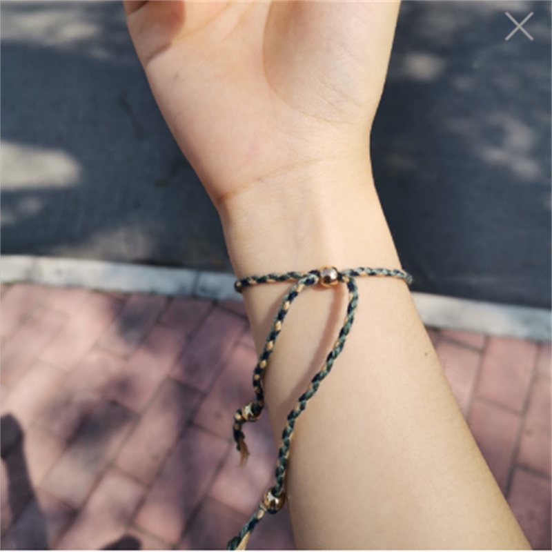 Vòng Tay Dây Bện Nhiều Màu Đính Hạt Vàng Vintage Có Thể Điều Chỉnh Cho Nữ