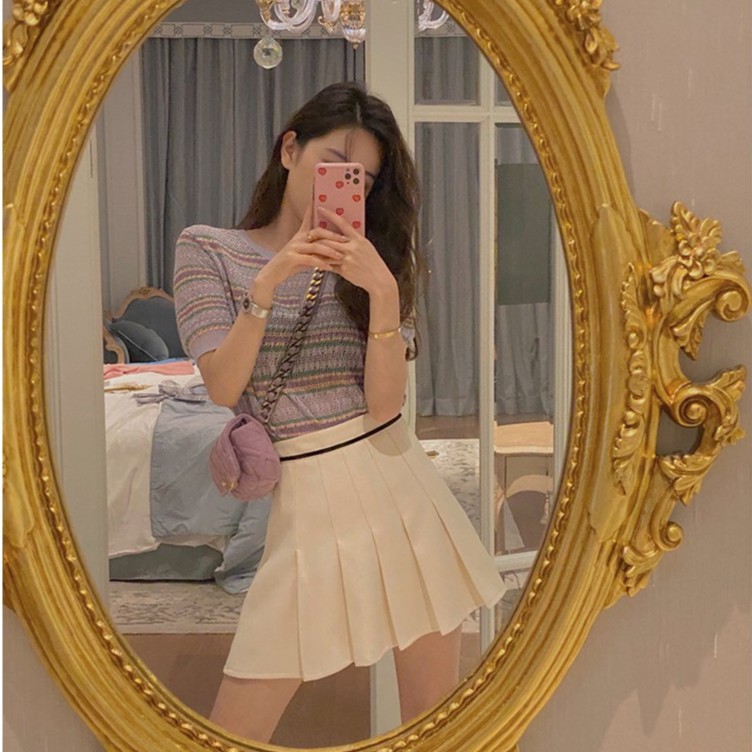 Áo dệt kim Xiaozhainv tay ngắn cổ tròn thời trang mùa hè cho nữ