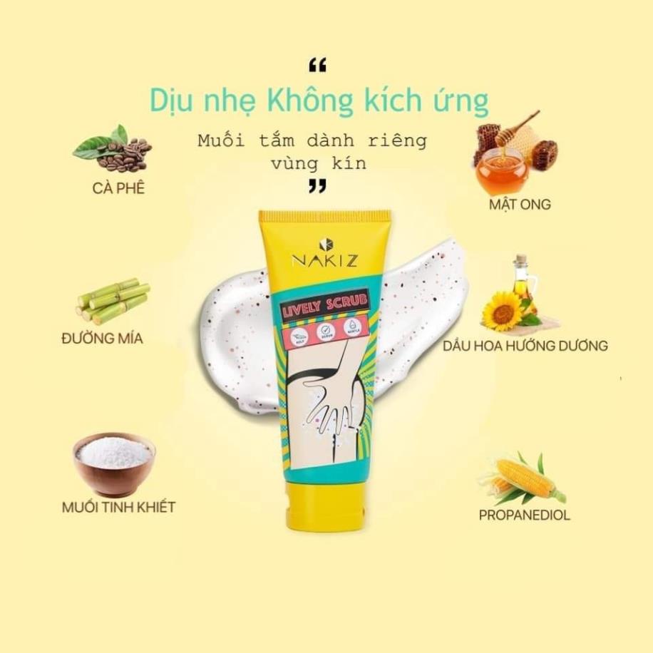 Tẩy tế bào chết dành cho da ở vùng kín Nakiz Lively Scrub 100ml - Hàng chính hãng Thái Lan