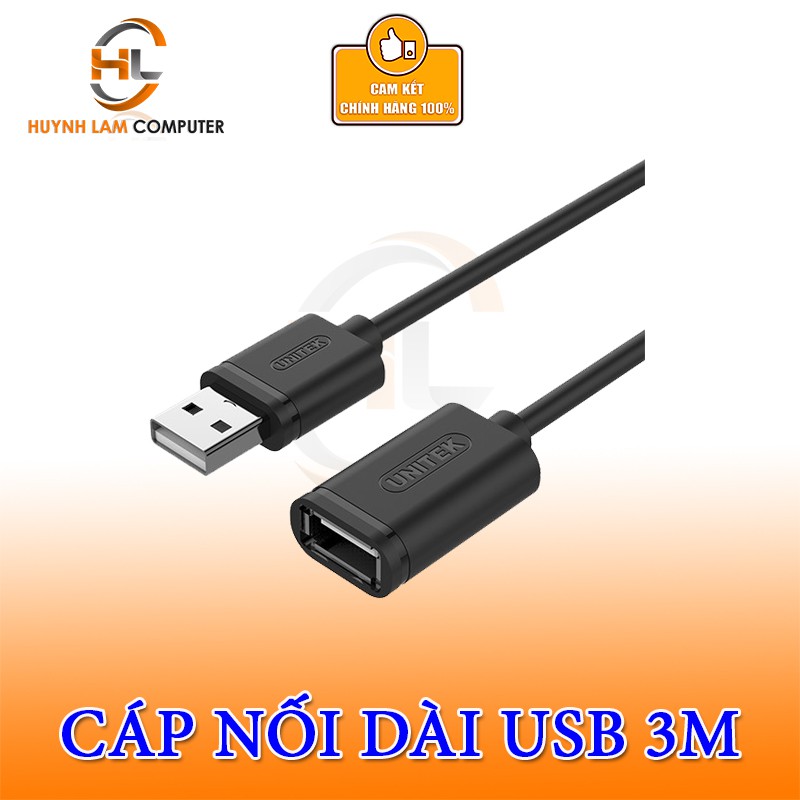 Cáp nối dài USB 3m Unitek Y-C417GBK chuẩn 2.0 - Chính hãng phân phối