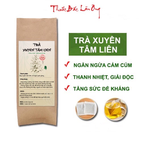 Trà xuyên tâm liên tăng cường sức đề kháng, bảo vệ hệ hô hấp - Thuốc Bắc Lãn Ông