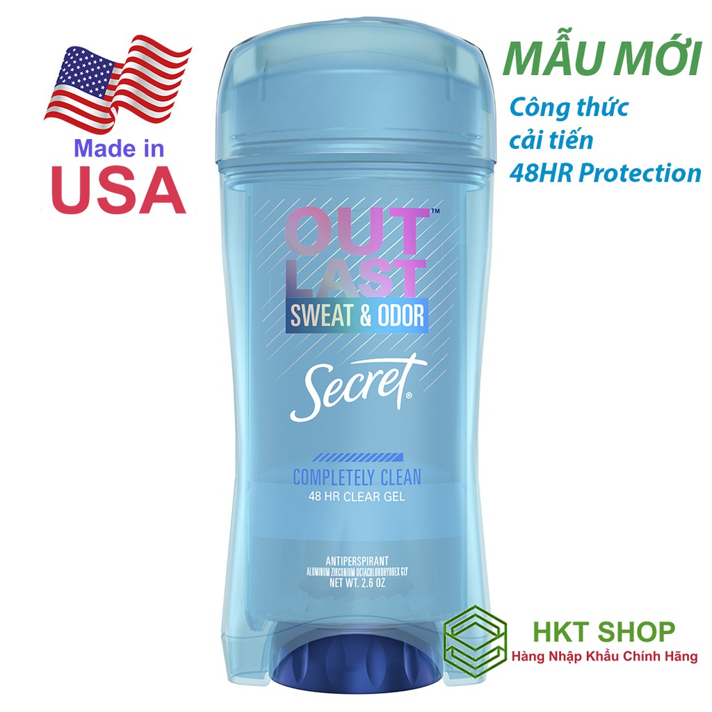 Lăn khử mùi Secret Completely Clean Clear Gel 73g - Nhập khẩu từ Mỹ giá tốt