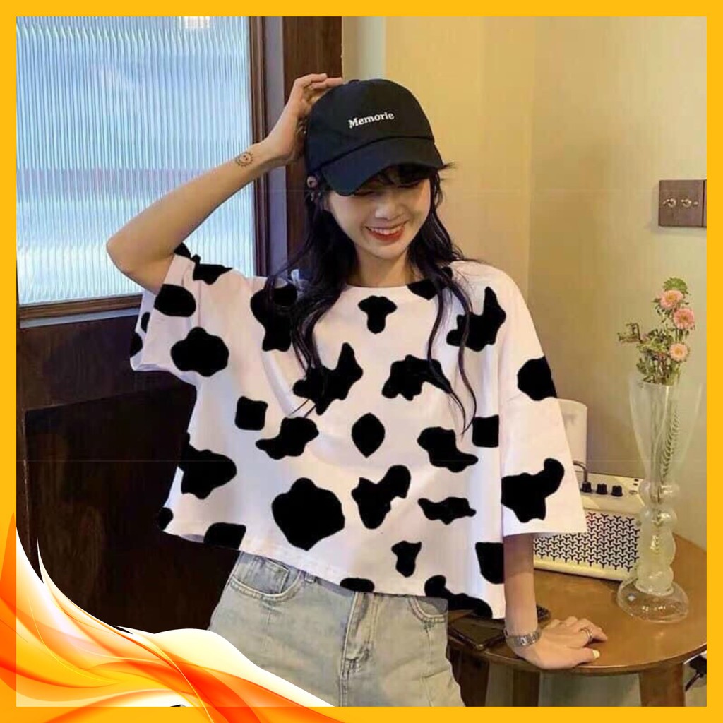 Áo Croptop 🌺 Áo croptop bò sữa 🌺 Form rộng dãi thoải mái-chất liệu thun lạnh-lên dáng cực xinh cực cá tính Mã ACT06