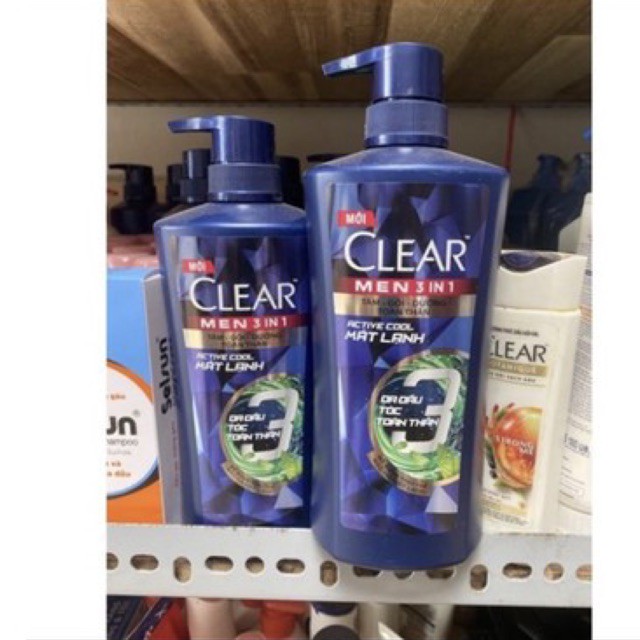 Dầu tắm gội Clear men  3 in 1 chai 630g