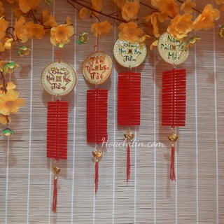 Set 5 dây pháo nhung ĐTMM treo cây mai cây đào trang trí Tết