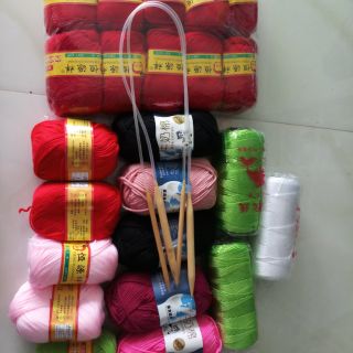 Combo len baby và sợi thô, kim đan