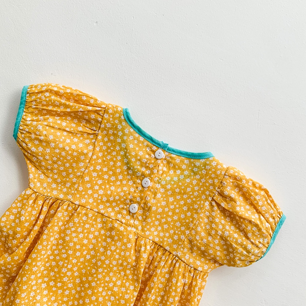 Set đồ liền thân tay ngắn có mũ đội chấm bi thời trang cho bé gái