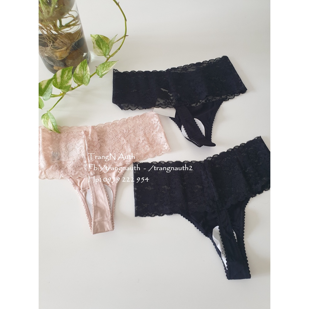Set 3 Quần Lót Lọt Khe Thời Trang Đẹp Cotton Phối Ren - Quần Chip Nữ Sexy Màu Đen Nude Trangnauth F211