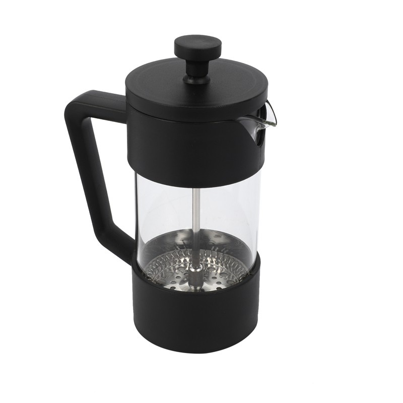 French Press Coffee & Tea Maker 12Oz, Thickened Borosilicate Glass Coffee Press Rust-Free and Dishwasher Safe,Black