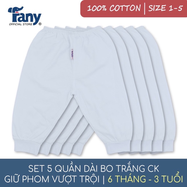 1 Quần dài trắng bo in CK Fany size 1-5 cho bé 0-3 tuổi 100% cotton
