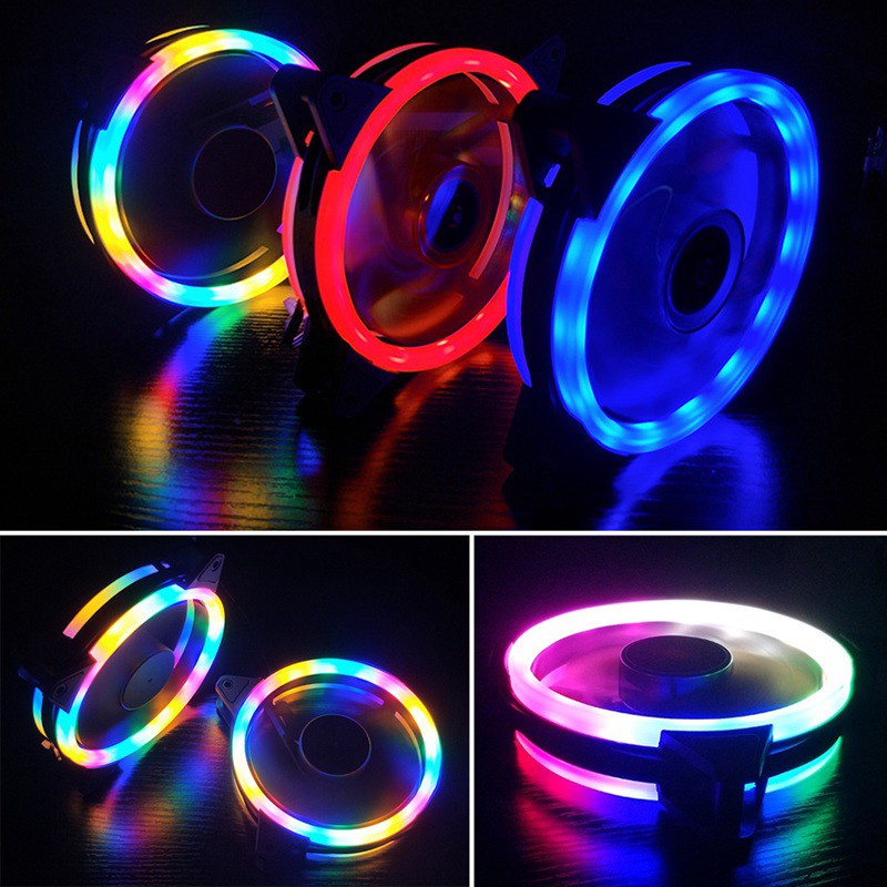 Coolmoon Dual Ring RGB Fan 120mm Low Noise Hydraulic Bearing Gaming PC Cooling Fans for Latop Computer