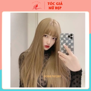 Tóc giả nguyên đầu thẳng màu trà mật ong, tóc giả màu hót, trắng da, mã z7007