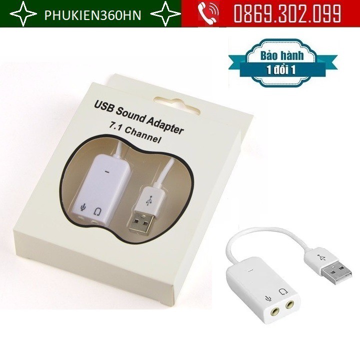 Cáp USB Sound Adapter 7.1 màu trắng