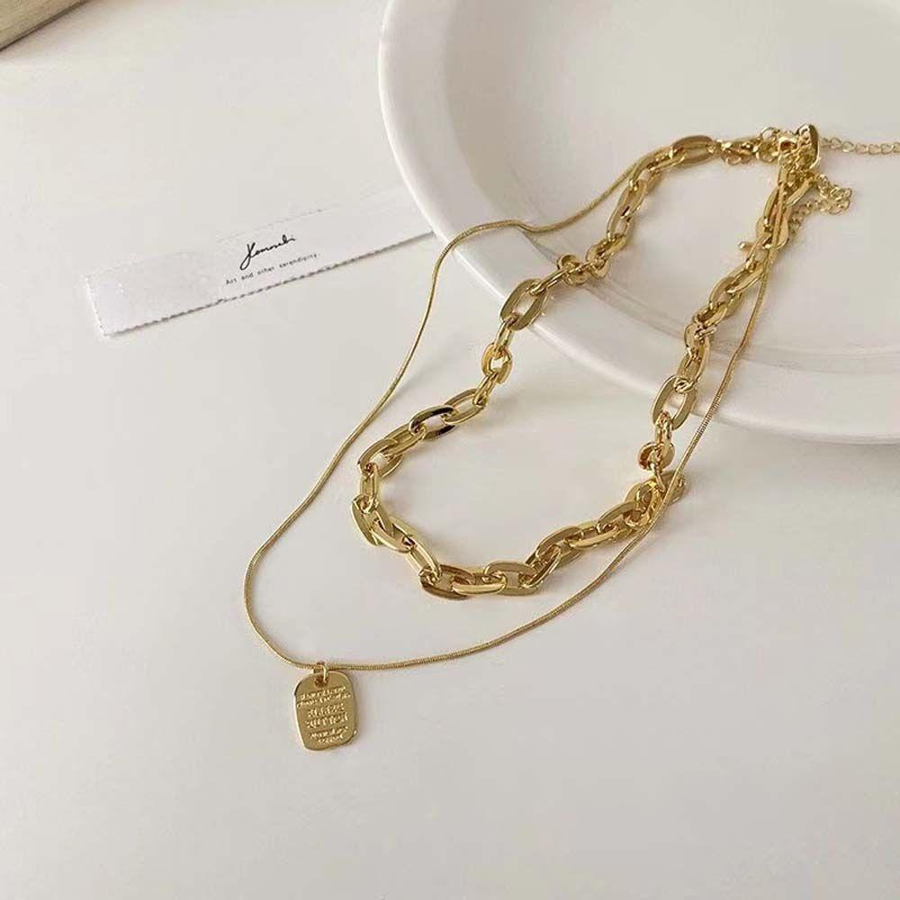 Vòng cổ Hai Lớp Bằng Kim Loại Phong Cách Hip hop Thời Trang Cho Nữ