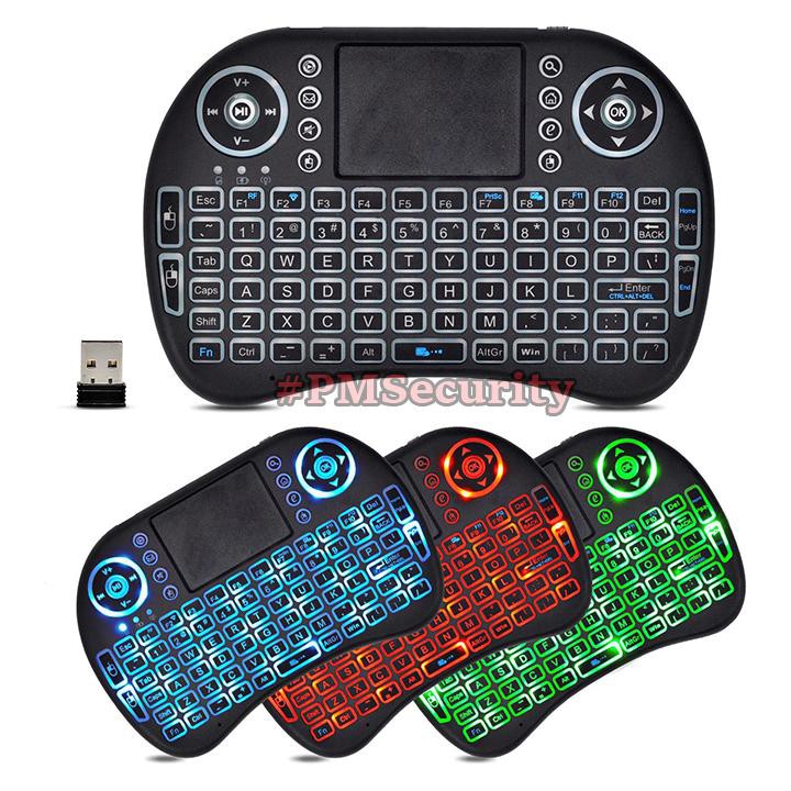 Bàn phím mini phiên bản mới nhất đèn nền đổi mầu cho Smart TV, TV Box, Laptop có touchpad, pin sạc