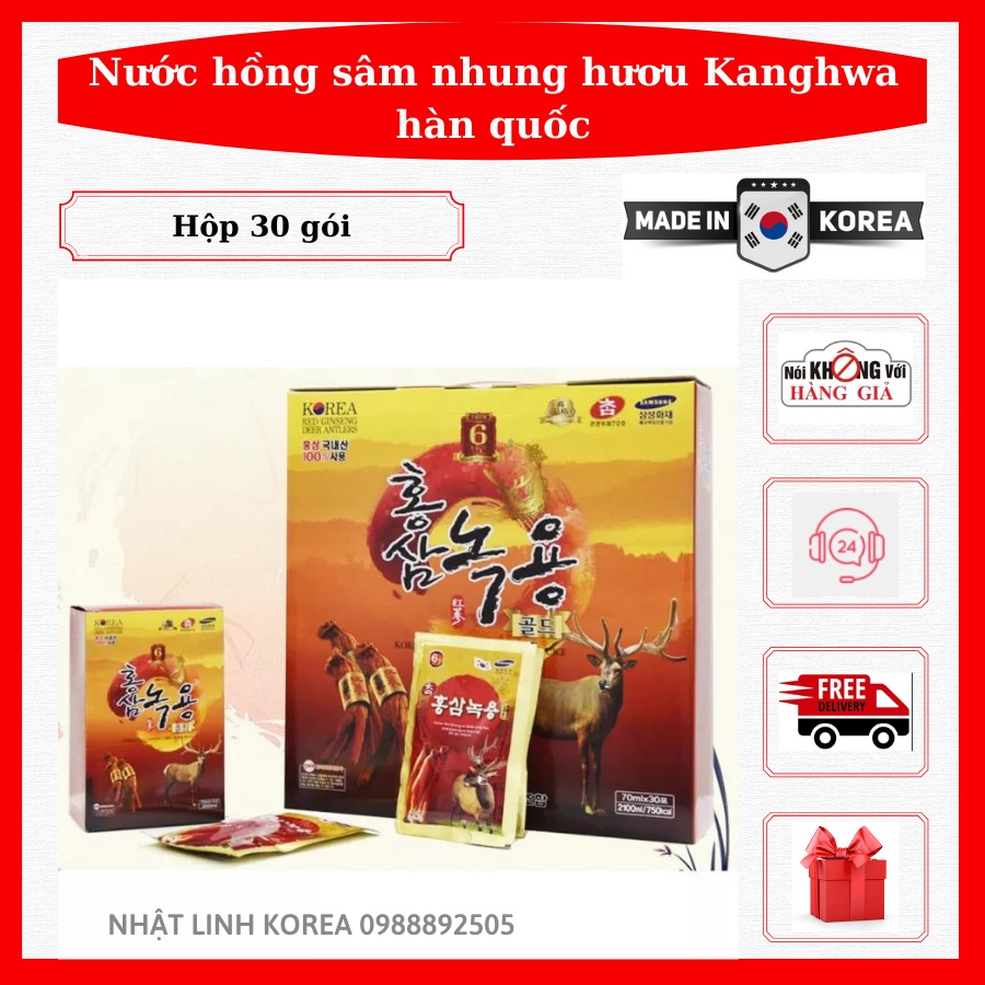 Nước hồng sâm nhung hươu Kanghwa hàn quốc _ Hộp 30 gói