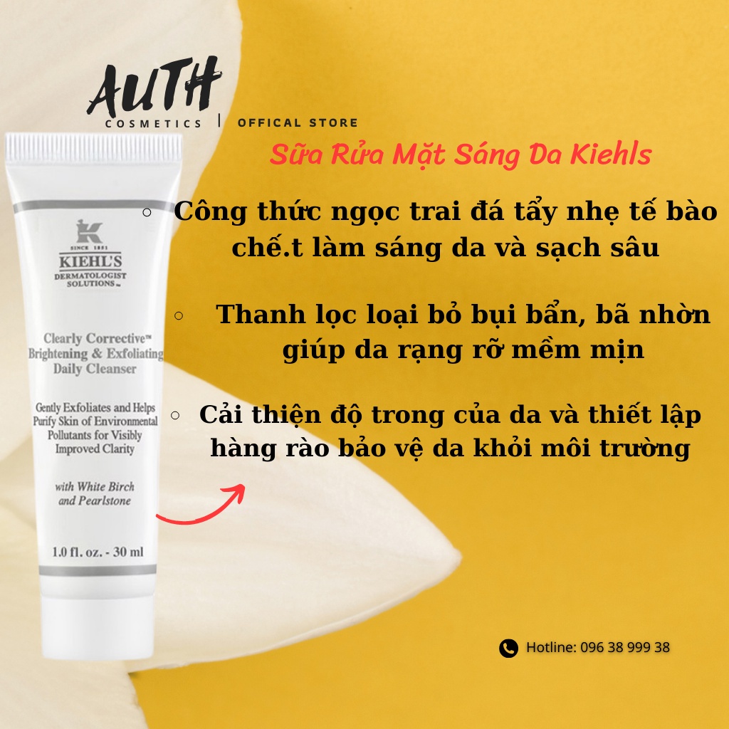 Bộ dưỡng trắng da KIEHLS Sáng da mờ thâm nám Clearly Corrective Brightening Mini Dưỡng ẩm làm sạch da toàn diện