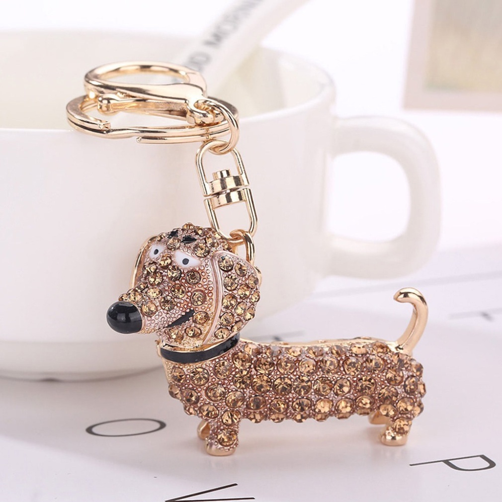 Móc Khóa Hình Chó Dachshund Đính Pha Lê