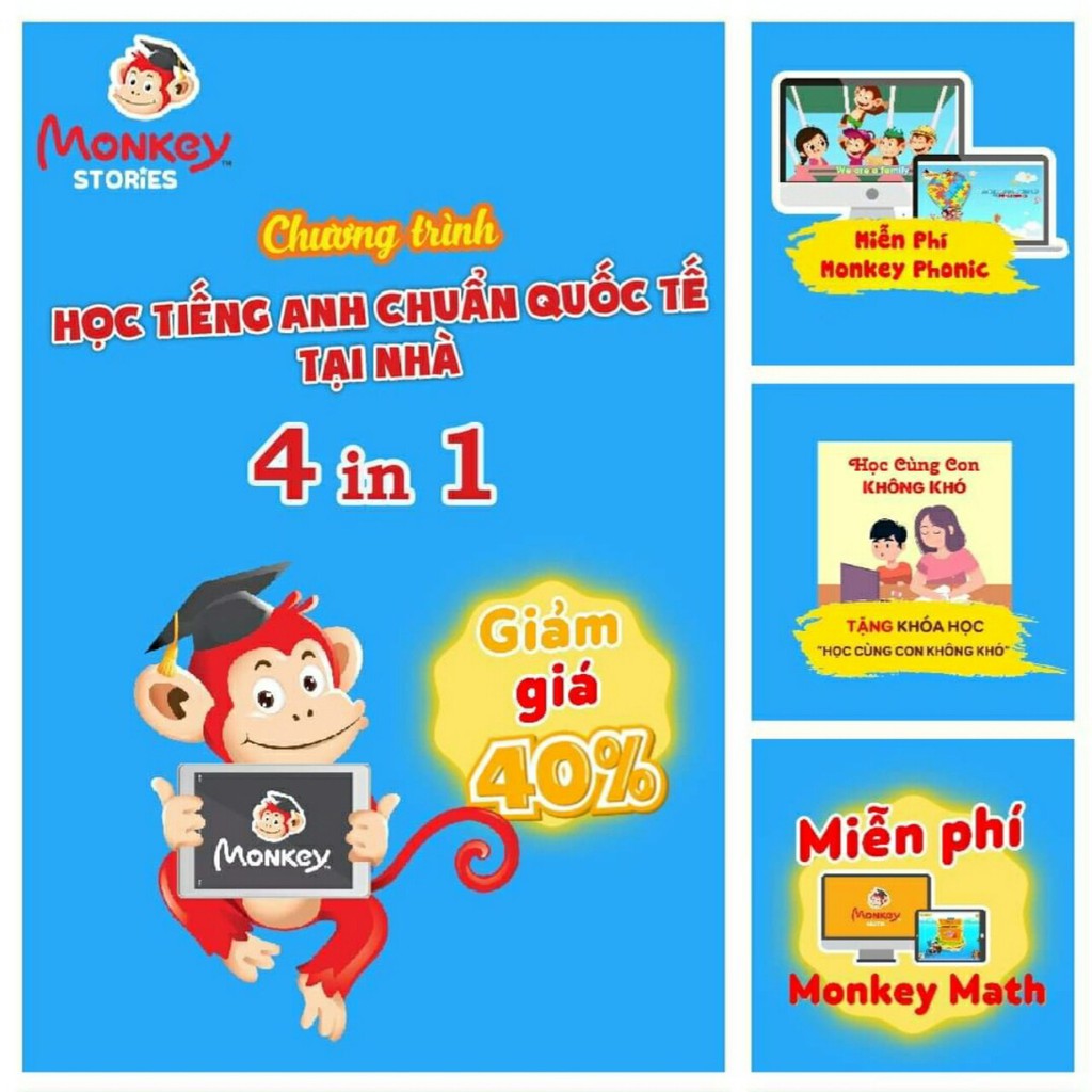 Monkey stories - Gói 1 năm - Học tiếng Anh bằng truyện tranh tương tác cho bé từ 2 đến 15 tuổi -Tặng 3 tháng Monkey Math | WebRaoVat - webraovat.net.vn