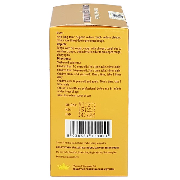 Nhuận Phế Hoàng Kingphar - Hỗ trợ giảm ho, bổ phế, giảm đờm