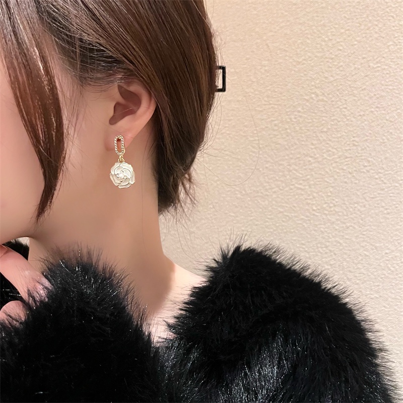 Bông Tai Mạ Bạc 925 Hình Hoa Trà Đơn Giản Thời Trang Hàn Quốc Cho Nữ