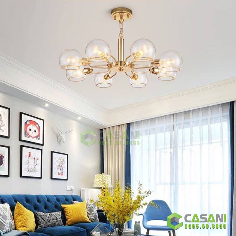 Đèn thả trần hiện đại - Đèn trang trí bóng LED, chao thủy tinh