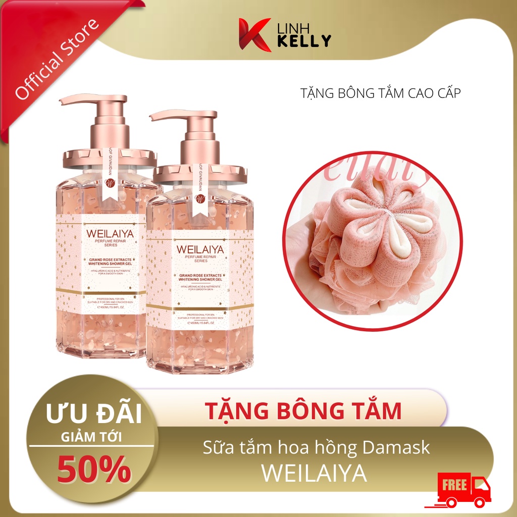 [CHÍNH HÃNG] Sữa tắm nước hoa Weilaiya 450ml  - Giúp trắng da, cấp ẩm, dưỡng da hoa hồng Damask