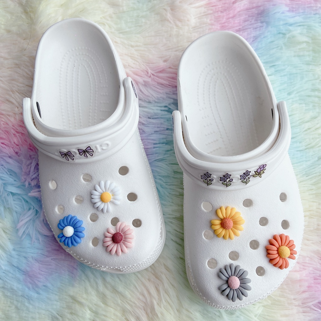 sticker dép crocsSet 6 Phụ Kiện Nút Giày Diy Chuyên Dụng#Daisy Nhỏ