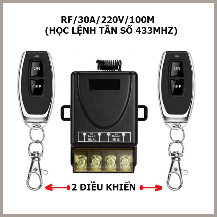 Bộ công tắc điều khiển từ xa 100m/ 3000W/30A/220V 2 remote điều khiển - DHDT