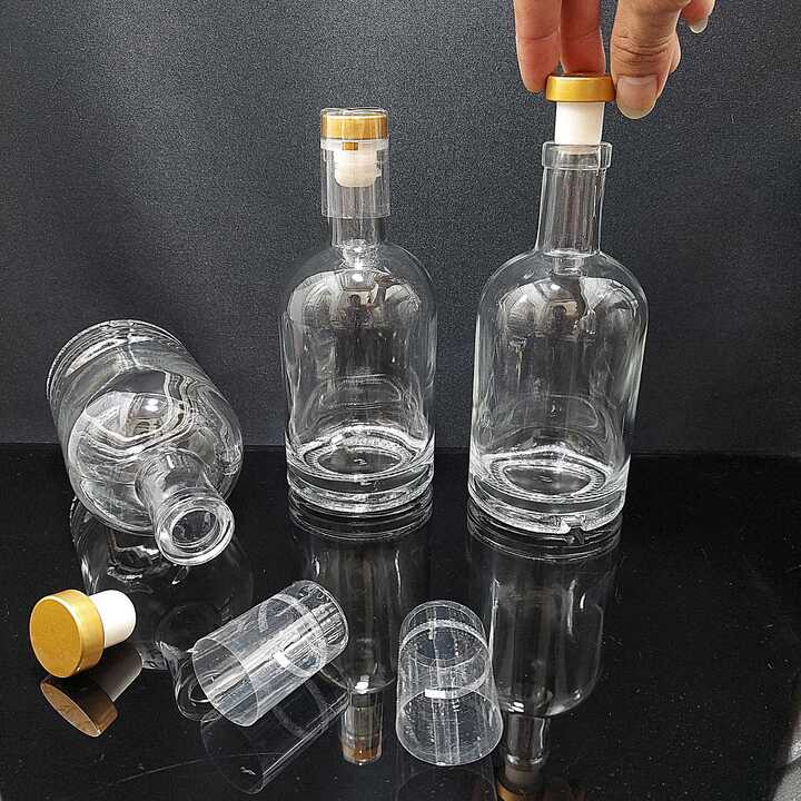 Chai đựng rượu thủy tinh 375ML  mẫu Vốt Ka – Nắp cao su bọc thiếc, kèm màng co – Vỏ chai rượu đẹp