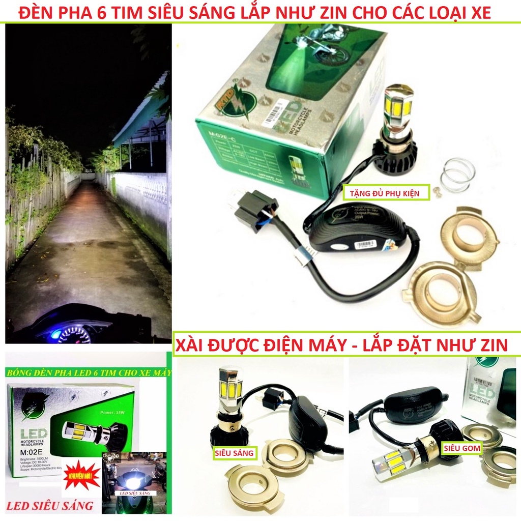 Đèn pha led 6 tim RTD xịn 35W-Đèn pha led xe máy