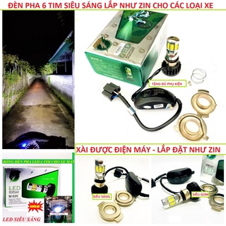 Đèn pha led 6 tim RTD xịn -Đèn pha led xe máy