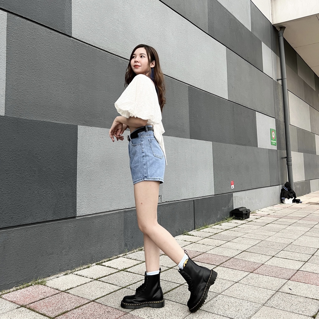 [Mã FAMARAL1 giảm 10K đơn 50K] Quần Sọt Jean Nữ Trơn Lưng Cao Lai Cuốn ULZZANG [ CÓ SIZE S ĐẾN 3XL)