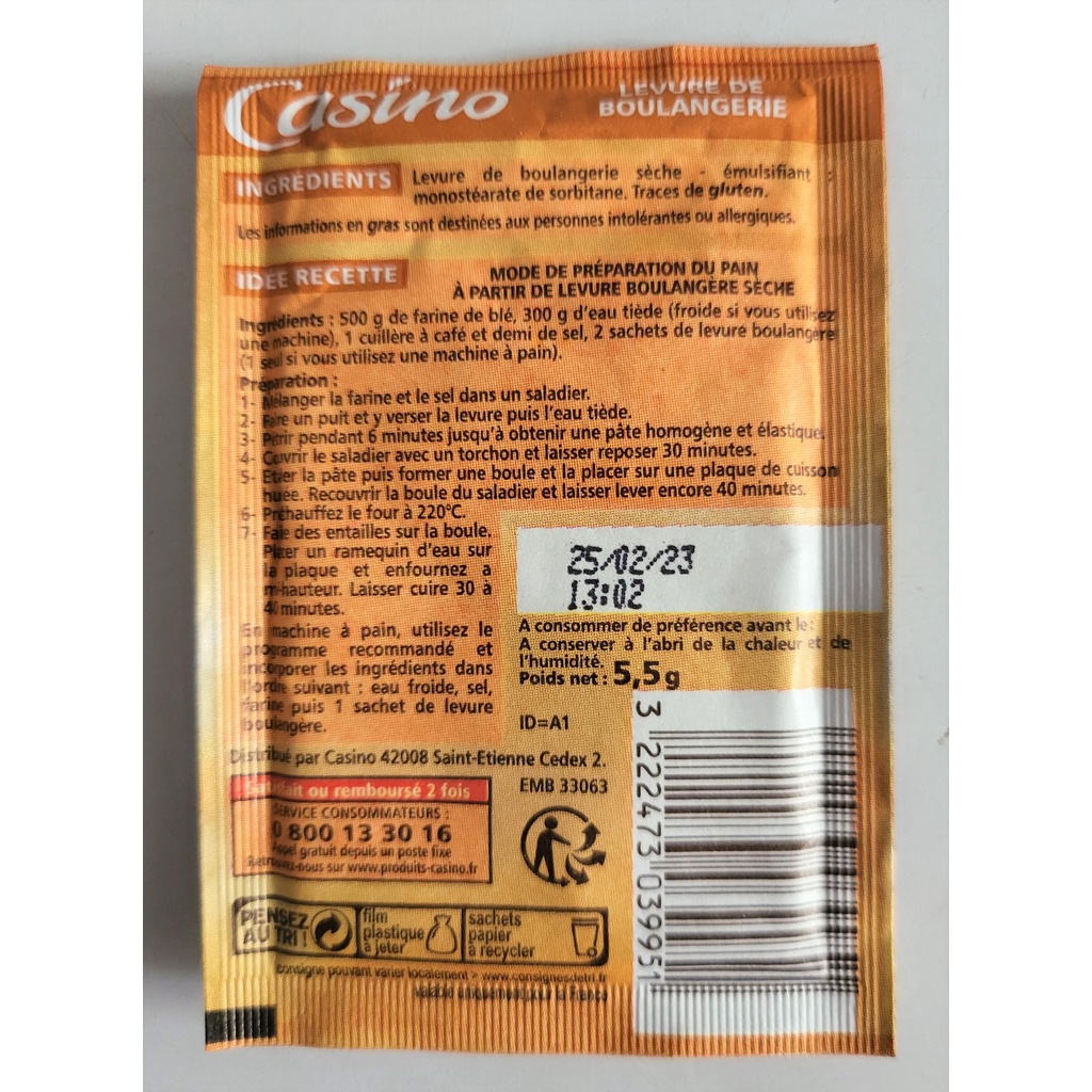 [Gói mini 5.5g] MEN KHÔ LÀM BÁNH (bánh mì, đế bánh pizza) [France] CSN Bread Yeast