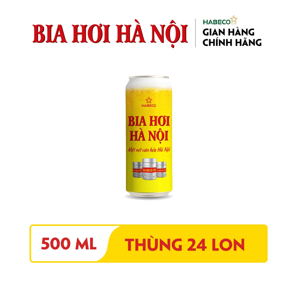 Thùng 24 lon Bia Hơi Hà Nội - HABECO (500ml/lon)