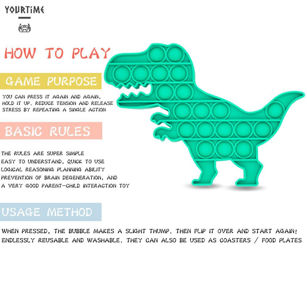 Đồ chơi Cartoon Dinosaur Push Bubble Sensory Toys Silicone Fun Decompression Toys