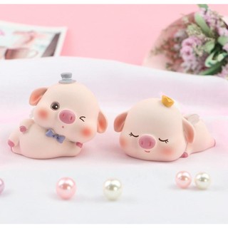 đôi heo hồng trang trí bánh
