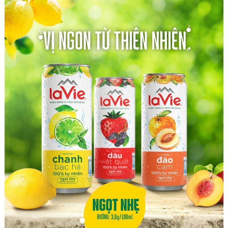 Lốc 6 lon Lavie vị trái cây 330ml