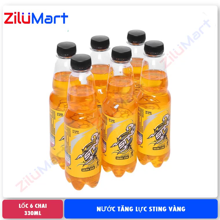 Lốc 6 chai nước tăng lực Sting vàng loại 330ml