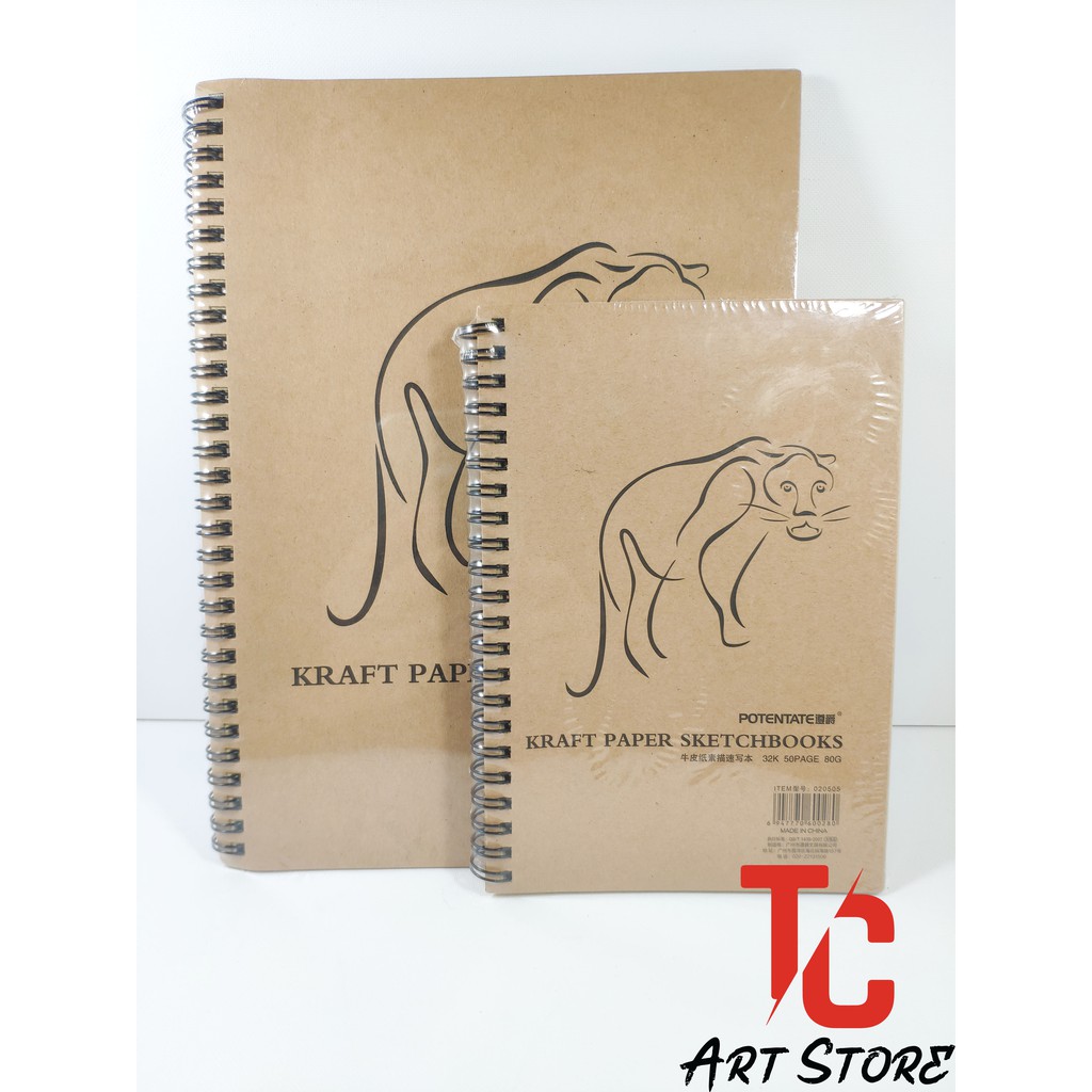 Sketchbook A4, Sổ xi măng, Sổ Kfraft nâu Vàng - Sổ vẽ giấy CRAFT