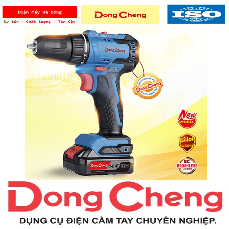 Máy Khoan Pin; Máy Bắn Vít Pin, 14.4V, Dongcheng DCJZ24-10EM, Động Cơ Không Chổi Than